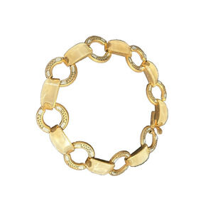 Vintage Spanish Faux Damascene Lucite Link Bracelet Gold Tone 8" Long